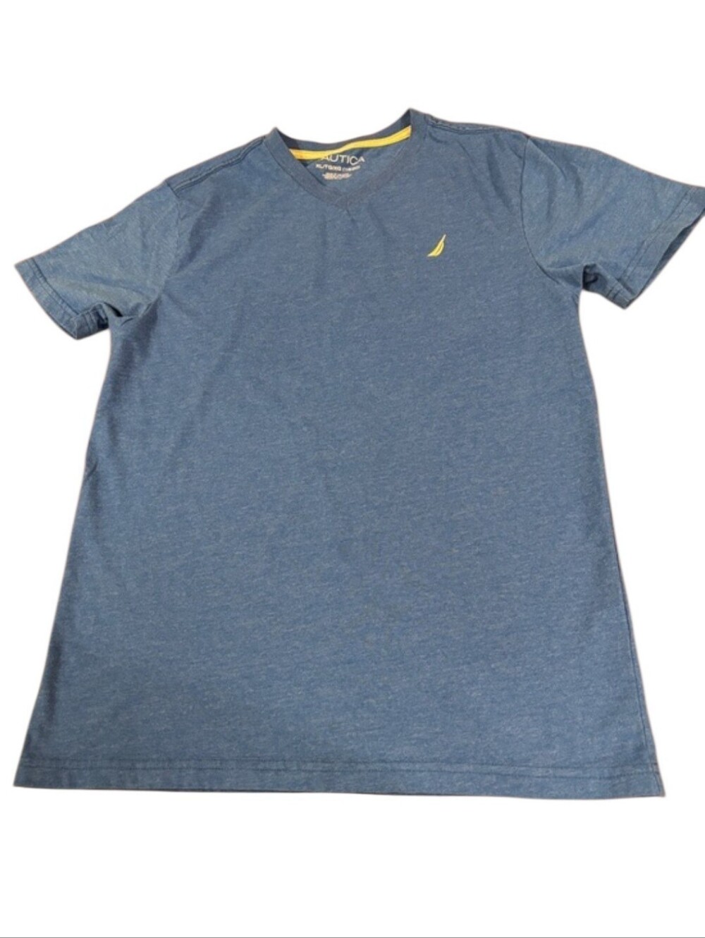 Nautica Heathered Blue Crewneck Tee with Yellow Sail Logo For Youth Size XL